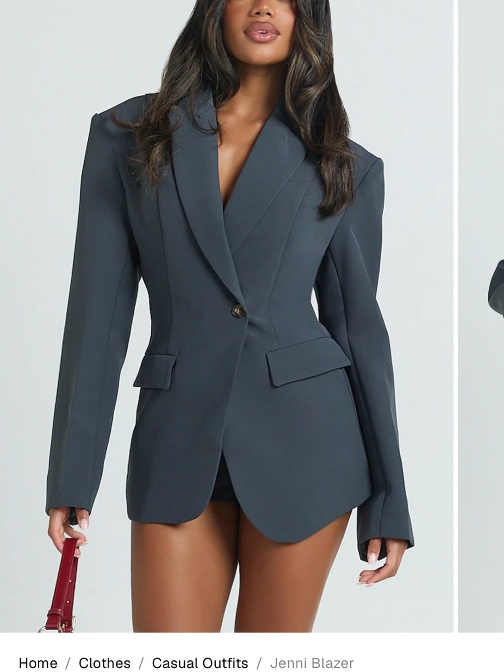 NWT SHOWPO JENNI Slate Gray Tailored Single-Button Blazer sz 2